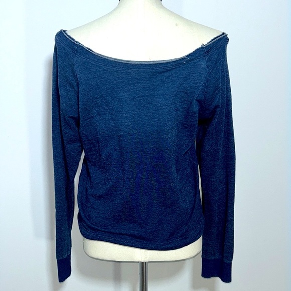 Cloth & Stone Long Sleeve Scoop Neck Blue Sweatshirt Chambray Waist Drawstring S - Picture 3 of 9